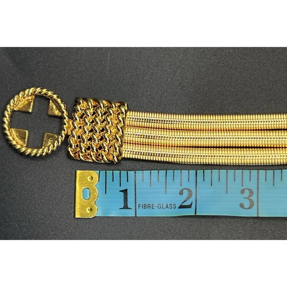 Vintage St John Gold Toned Stretchy Coil Belt with Rhinestone Medallions